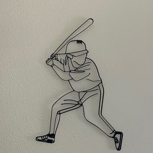 Black steel hanging baseball player